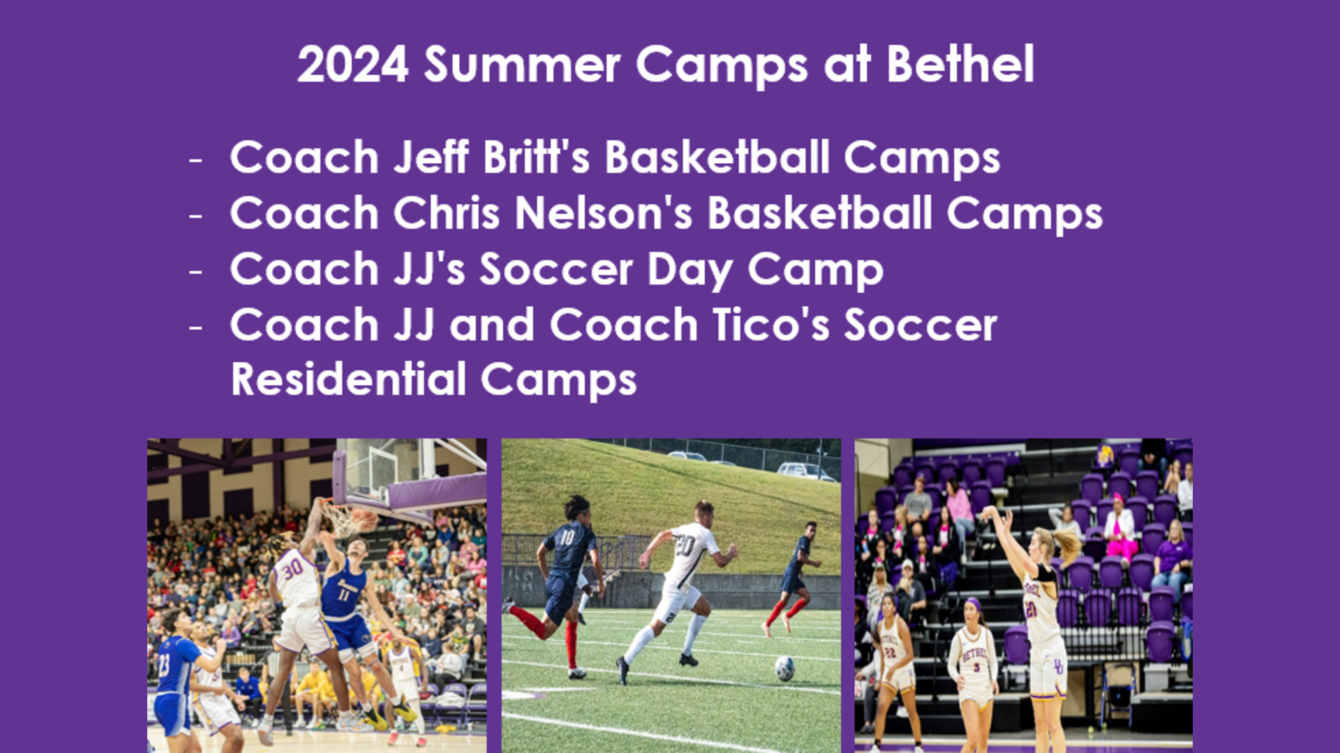 Basketball, Soccer Summer Camps Scheduled at Bethel